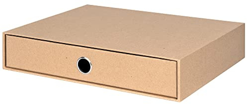 Rössler SOHO 1er Schubladenbox aus Papier | Büro Organizer Schreibtisch | Schubladen Organizer Büro Zubehör & Bürobedarf | Schreibtisch Organizer Box | 34 x 25 x 7 cm | 1 Stück | Farbe: Braun | Kraft | Schreibtisch Organizer für Dokumente, Unterlagen, Bürozubehör und geordnete Aufbewahrung