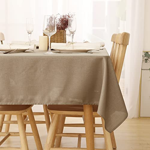 Deconovo Tischdecke WasserabWeißend Tischdecke Lotuseffekt Tischtuch Leinenoptik, 140x300 cm, Taupe