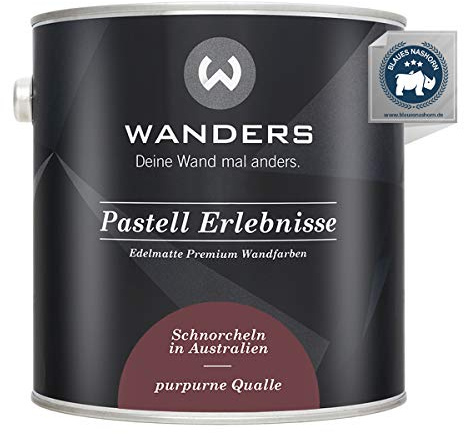 Wanders Pastell Erlebnisse 2,5L - Purpurne Qualle/Blasses Rot - Edelmatte Wandfarbe! Küchenmöbellack und Möbelfarbe. Kreidefarbe für Holz & mehr. Hohe Deckkraft, schnell trocknend