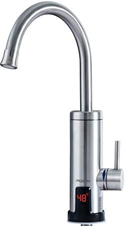 Pudin,220V Electric Instant Heater,Supply Hot and Cold Water,Stainless Hot Water Tap with LED Digital Display for Home Facilities(British Plug)