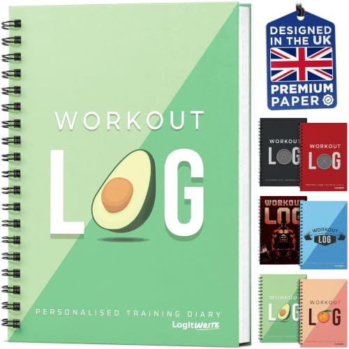 Workout Planner for Daily Fitness Tracking & Goals Setting - A5 Size, 6” x 8”, Avo Green - Improved Thicker Cover - Men & Women Personal Home & Gym Training Diary - Log Book - by Workout Log Gym