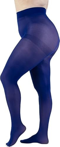LEELA LAB Collant Donna Curvy, collant donna 50 denari Semiopaco, Calze velate donna invernali, Collant Taglie Forti Made in Italy, per ogni occasione (True blue, 7)