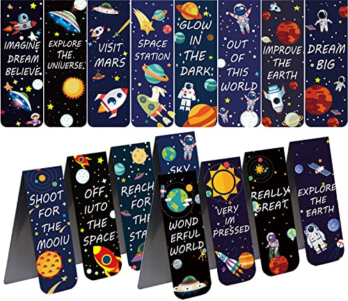 Lesezeichen Magnetisch Sprüche Für Kinder Jungen Mädchen Erwachsene AOBETAK 16 Stück Raum Wandernd Set Magnetlesezeichen, Magnetisches Seite Markierungen Clip Bookmark Für Bücher