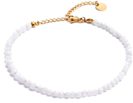Mondstein Fußkette grau - facettiertes, graues Fußkettchen - Gold - XS-S
