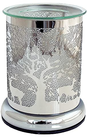 Scented Wax Melt Burner Electric Touch Control Aromatherapy Diffuser Lamp with Stag and Deer Silhouette Forest Scene