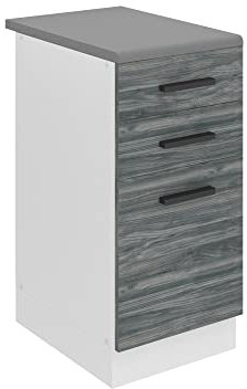 BELINI | Unterschrank Küche | Küchenunterschrank 40 cm Breite | Küchenschränke mit Arbeitsplatte | Küchenschrank mit Schubladen | Glamour Wood