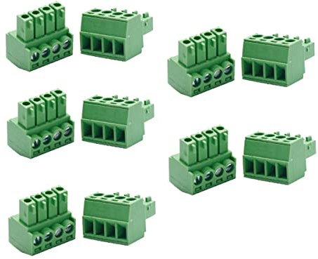 300V 8A KF2EDGK - Morsettiera a vite PCB a 4 pin, passo 3,5 mm, connettore femmina, colore verde, confezione da 10