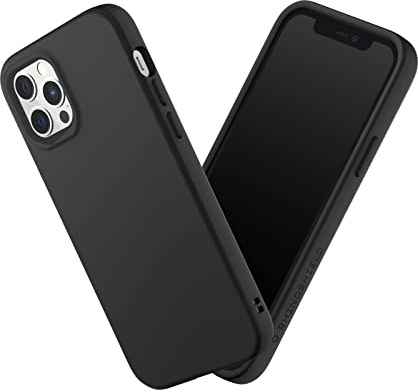 RHINOSHIELD Case kompatibel mit [iPhone 12 / 12 Pro] | SolidSuit - Stoßdämpfende & schlanke Schutzhülle mit Premium Finish - 3.5 Meter Fallschutz - Austauschbare Kamera-Ringe - Klassik Schwarz | Fallschutz nach Militärstandard, klassisches Design, schlankes Profil, minimalistischer Stil