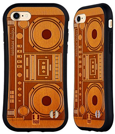 Head Case Designs Boombox Gadget en Bois Coque Hybride Compatible avec Apple iPhone 7/8 / SE 2020 & 2022