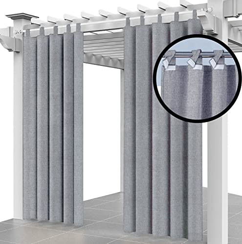 Outdoor Vorhang Schlaufengardine SET 220 x 155 cm Gartenlauben Balkon-Vorhänge Gardinen Verdunkelungsvorhänge mit Schlaufen, Vorhang Wasserdicht für Pavillon Strandhaus (2 Panel) Flachs [129]