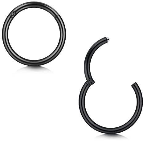Briana Williams 2stk Segmentring Nasenring Clicker Schwarz 18G 8mm Piercing Nase Septum Ohr Helix Tragus Daith Ring Chirurgenstahl