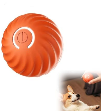 LUCKKY Aktiver Anti-Angst Automatischer Ball - Interaktives Hundespielzeug, 360° Elektrisch Rollend, Selbstbewegend (Orange)