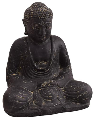 Stonox Steinfigur Garten Buddha Gopalpur Dhyana Mudra, Glück und Zufriedenheit Dekoration, Frostbeständige Steindekoration, Wetterfeste Buddhafigur, Witterungsbeständig