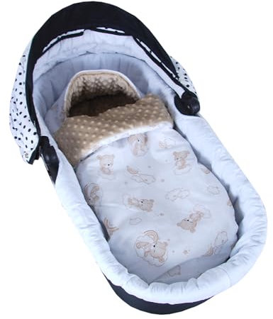 BabyLux FUßSACK 90cm Minky Babyschale Kinderwagen Buggy Jogger Herbst Sommer Frühling (138. Bärenwolken)