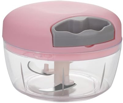 Cortador de verdura﻿, Rosa 500ML 3 blade trituradora múltiple y cortadora de verduras, picadora manual﻿ para cortar a la velocidad del rayo cebollas, carne, ajo y otras verduras (Rosa, 500ML)