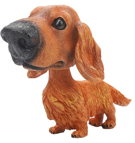 IBWell Wackelkopf-Hundefigur aus Kunstharz, Auto-Armaturenbrett-Dekoration, Wackelkopf, Welpe, Spielfiguren für Zuhause, Büro, Schreibtischdekoration, Ornamente (Dackel)