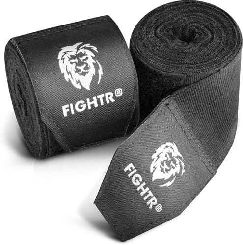 FIGHTR® Premium boxbandage för max. Stabilitet och säkerhet | 4 m halvelastiskt bandage med tumögla för lådor, MMA, Muay Thai – Box handbandage sport | Set med 2