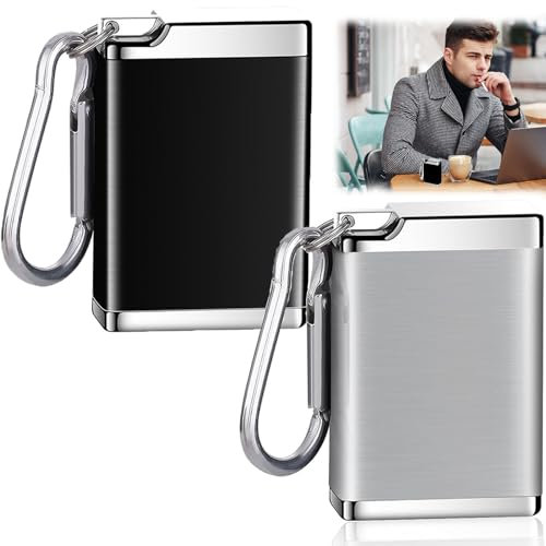 Taschenaschenbecher,Taschenaschenbecher für Unterwegs, 2 Stück Aschenbecher to Go, Reiseaschenbecher Klein Mobiler Aschenbecher Tragbarer Zigaretten Taschenascher (Schwarz, Grau)