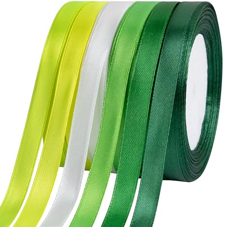 Fyshird Schleifenband Grün 10mm x 22m Geschenkband 6 Farben Satinband Polyester Bänder zum Basteln Dekoband für Hochzeit Deko Geschenkverpackung Geburtstag DIY(Grüne Serie)