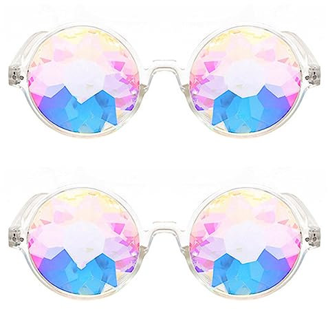 Janasiba 2X Kaleidoskop Rave Festival Sonnenbrille Beugte Linse-Transparent