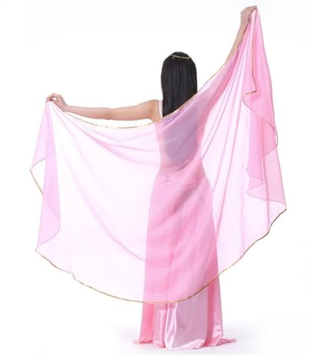 GSCLZ Schals Bauchtanz-Schleier mit Schmetterlings- und Mottenflügeln, einfarbig, Chiffon-Kopftuch, Schal, 250 x 120 cm. Bauchtanz Schleier Halbrund(Pink)