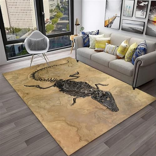 3D Teppich Kinder Jungen Groß Kinderzimmer Gaming Teppich Schlafzimmer Dekoration Wohnzimmer Kurzflor Krabbelmatte Modern Weich Kinderteppiche Waschbarer Dinosaurier-Tierfossilien 180 X 280 Cm -4Q4E7K