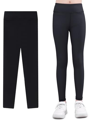 Domueay Mädchen Leggings High Waist Yogahose 5-11 Jahre, GR. 110-152 | Atmungsaktiv Sportleggins, Elastische Jogginghose, Sporthose Trainninghose, Kinder Lang Hose Gymnastik Sport Schule Outdoor