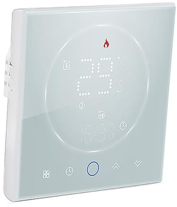 Panneau de Thermostat Intelligent sans Fil pour le Réchauffement électrique, Contrôle Programmable 7-Tagy - Installation Simple pour la Boîte Carrée Standard -86-mm-mm, Économie D'énergie (BLACK)
