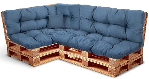 Best Wool Cojines para palets – Set de 2 Cojines de Asiento 120x80cm + Respaldo 120x40 y 60x40 40x40 – cojin Palet Relleno de Espuma de poulirette granulada - en la terraza y en el jardín