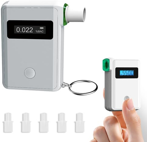 WeiguoIOT Tragbarer Alkoholtester Schlüsselanhänger Promilletester mit Bluetooth-App Alkohol Tester mit Digitaler LCD-Bildschirm für Privaten Gebrauch zu Hause (AT800)