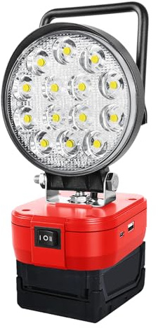 YOJZMA 42 W 4 200LM LED-arbet för Milwaukee M18-batteri, 18 V, trådlös bärbar projektor, utomhus, med USB- och typ-C-laddningsportar, skydd mot lågspänning（Utan batteri）