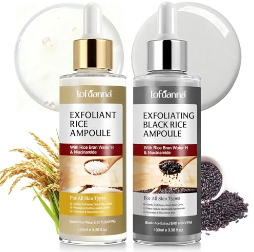 Peel Shot Glow Rice Peeling Ampulle,Sanft exfolierendes Gesichtserum,Schwarze und weiße Reisschalampulle für Gesicht und Körper, schrumpfende Poren und tiefe Hydratisierung für alle Hauttypen