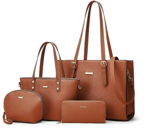 YTL Damen Handtasche Tote Shopper Groß Schultertasche Umhängetasche Geldbörse Kartenhalter Tasche 4-teiliges Set für Büro Schule Einkauf Reise Geschenk