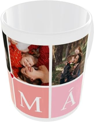 Tienda solidaria Camino Taza Mamá personalizada con 4 fotos | Regalo personalizado mamá para el Día de la Madre | Taza día de la madre personalizada | Taza para mamá (Mamá Personalizado Blosom)