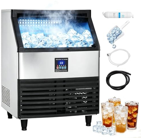 Furvveerr Machine à Glaçons Commerciale 200KG/24H, Machine à Glace de Bureau,Machine de Fabrication de Glaçons,Ice Maker Commerciale Professionnel,Pour Bar, Restaurant et Café