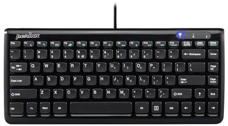 Perixx 10789 PERIBOARD-407B Mini Tastatur, USB, QWERTY US Englishes Layout, Schwarz, 320 x 142 x 25 mm