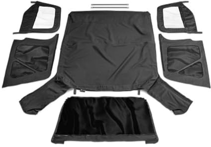 RAMPAGE PRODUCTS Rampage Premium Ersatz-Soft-Top mit Türfellen und getönten Fenstern | Segeltuch, Black Diamond Color | 912935 | passend für Jeep Wrangler TJ 1997–2006 mit Türfellen