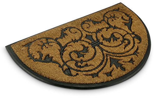 Relaxdays Fußmatte Kokos halbrund 100 x 60 cm Kokosmatte mit rutschfester Gummi Unterlage Fußabtreter aus Kokosfaser als Schmutzfangmatte und Sauberlaufmatte Fußabstreifer für Außen und Innen, braun