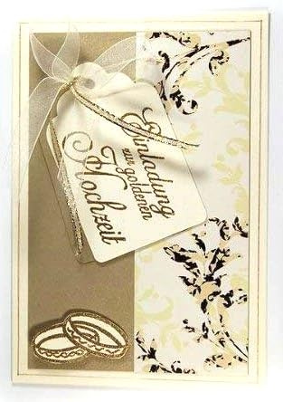 5 x Hochwertige Einladungskarten zur goldenen Hochzeit* creme-gold *Handmade*