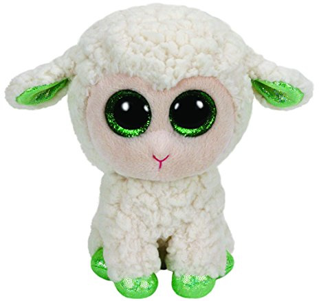 TY 39667 39667-Lala Buddy-Lamm mit Glitzeraugen und grünen Hufen, Ostern limitiert, Plüschtier, groß, 24 cm, weiß