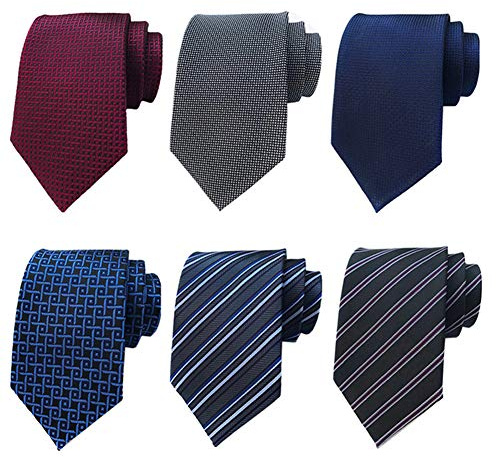 Adulove Men's Necktie Classic Silk Tie Woven Jacquard Neck Ties 6 PCS
