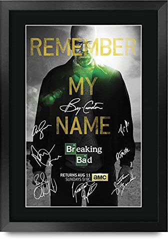 HWC Trading Breaking Bad Geschenke Gedrucktes Signiertes Autogramm Poster für Fans von Fernsehn Memorabilien - A3 Gerahmt