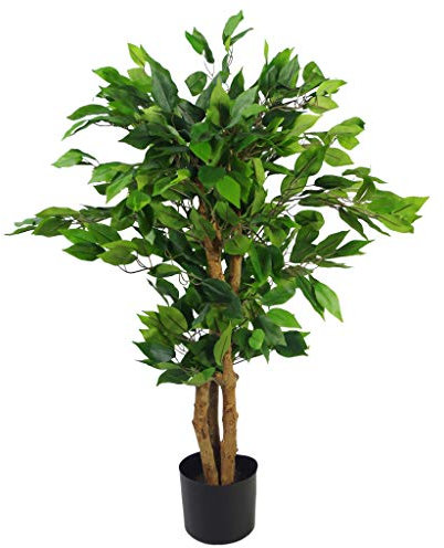 Leaf Artificial Ficus Tree/Plant, Evergreen Bushy, 90cm