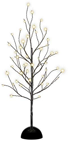 Nipach GmbH Dekobaum weiß schwarz Leuchtbaum Lichterbaum 48 LED warm weiß 60 cm hoch Batterie Timer Weihnachtsbeleuchtung Weihnachtsdeko Lichterdeko Tisch-Deko Farbe wählbar (Schwarz)