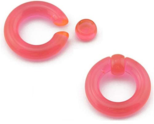 Homeilteds 1Pair Acryl Große Riesen-Ring-Ohr-Tunnel-Stecker-Expander-Male-Nasen-Ring-Piercing Plugs (Main Stone Color : 6mm(2g), Metal Color : Pink)