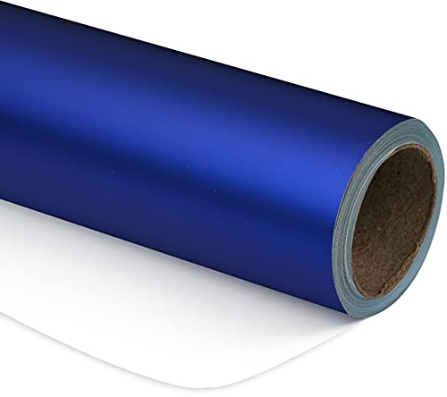 Ruspepa blått metalliskt omslagspapper – 43 cm x 10 m – enfärgat matt papper perfekt för bröllop, födelsedag, jul, babyshower