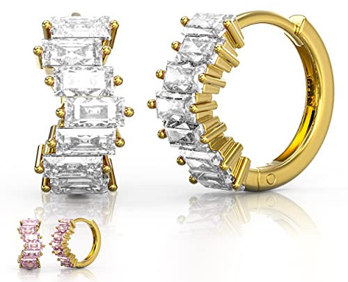 Glambling Premium 925 Silber hypoallergene Ohrringe - Kleine runde Creolen, 18K vergoldet, Damenschmuck, Goldene Creolen, Silber Ohrringe Damen
