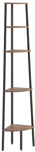 vidaXL Scaffale Angolare 5 Livelli Marrone Scuro Nero 45,5x31,5x180 cm