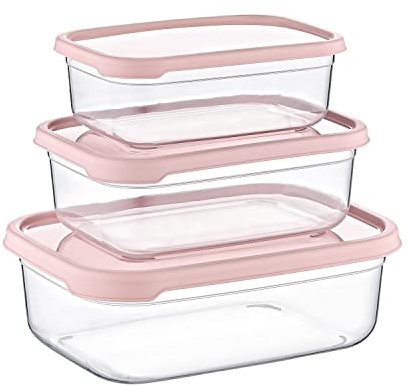 Set di 3 contenitori ermetici per alimenti, di forma rettangolare, 7house