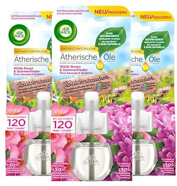 3 x Air Wick Blütenzauber Duftölflakon Nachfüller je19ml Rose & Sommerflieder, 0.27 kilograms